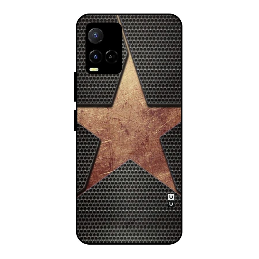 Rugged Gold Star Metal Back Case for Vivo Y21G