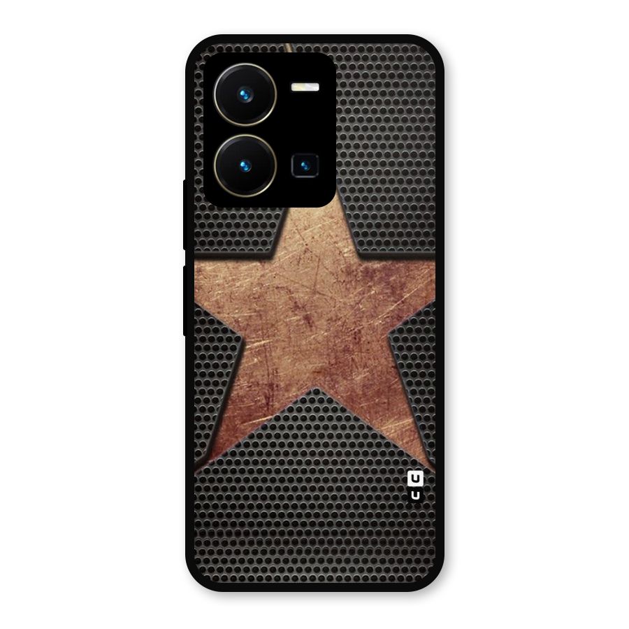 Rugged Gold Star Metal Back Case for Vivo Y35