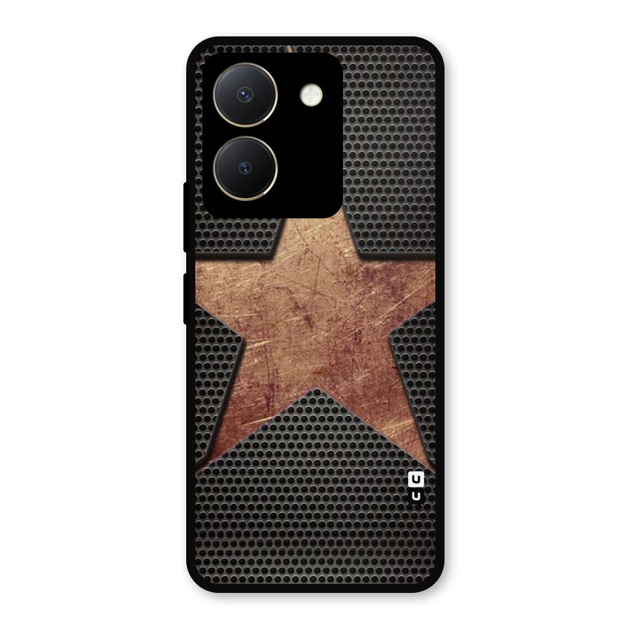 Rugged Gold Star Metal Back Case for Vivo Y36