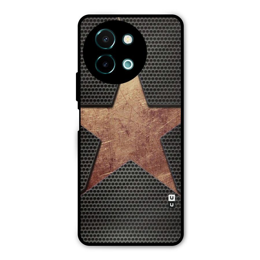 Rugged Gold Star Metal Back Case for Vivo Y58
