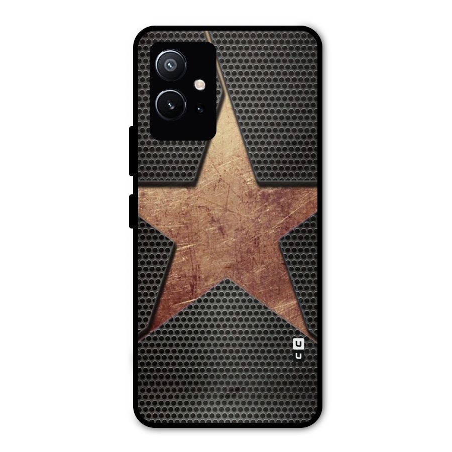 Rugged Gold Star Metal Back Case for Vivo Y75 5G