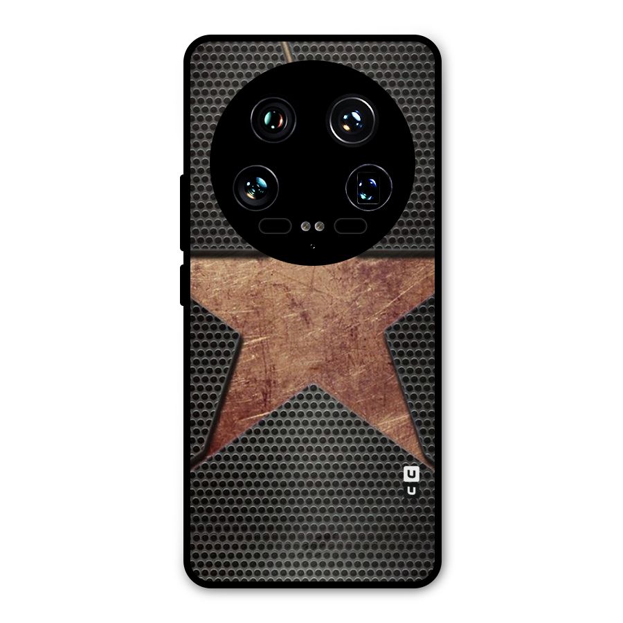 Rugged Gold Star Metal Back Case for Xiaomi 14 Ultra