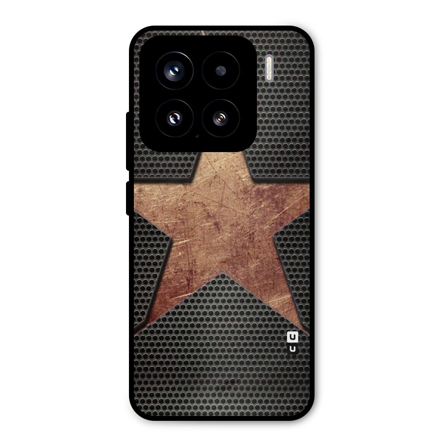 Rugged Gold Star Metal Back Case for Xiaomi 15