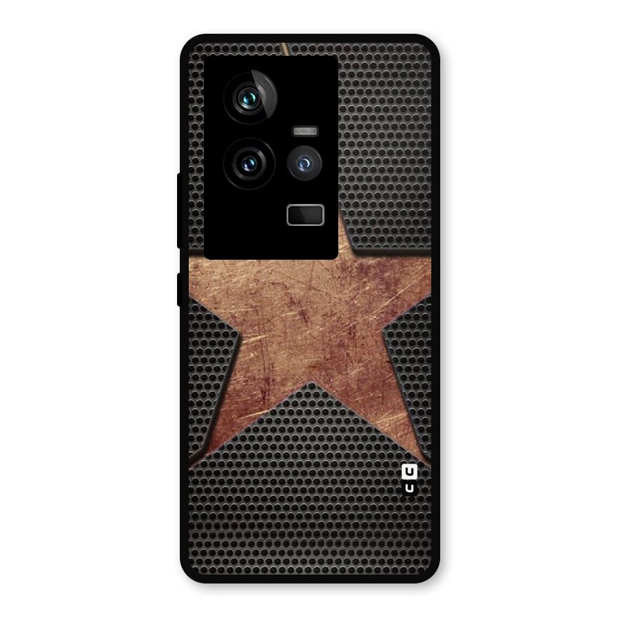 Rugged Gold Star Metal Back Case for iQOO 11 5G