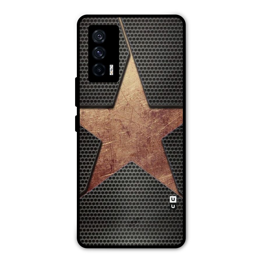 Rugged Gold Star Metal Back Case for iQOO 7 5G