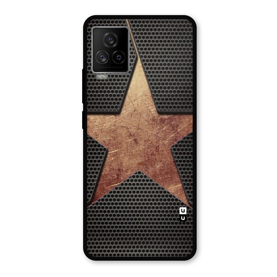Rugged Gold Star Metal Back Case for iQOO 7 Legend 5G