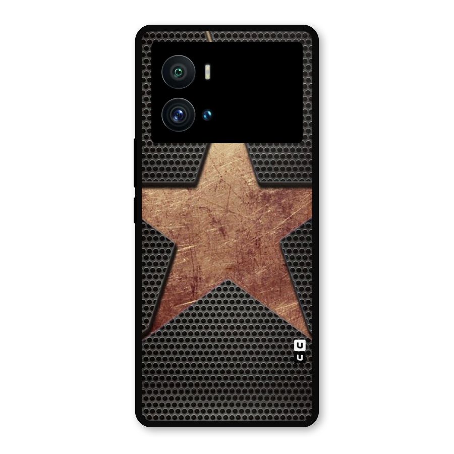 Rugged Gold Star Metal Back Case for iQOO 9 Pro