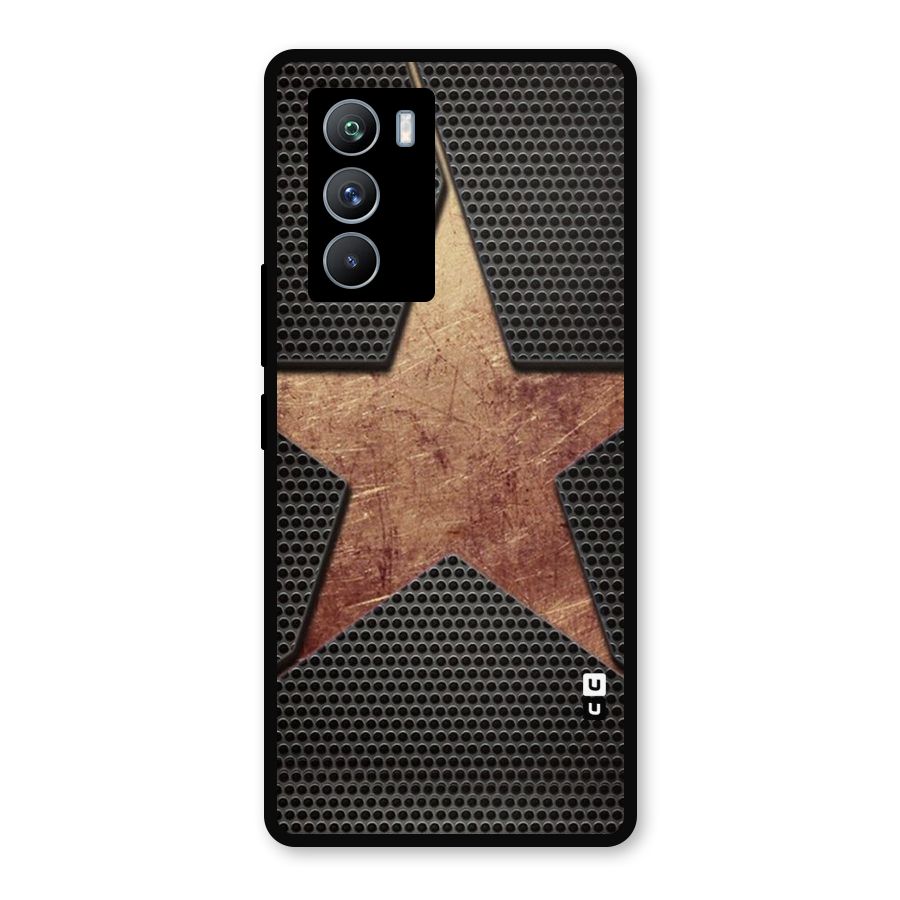 Rugged Gold Star Metal Back Case for iQOO 9 SE