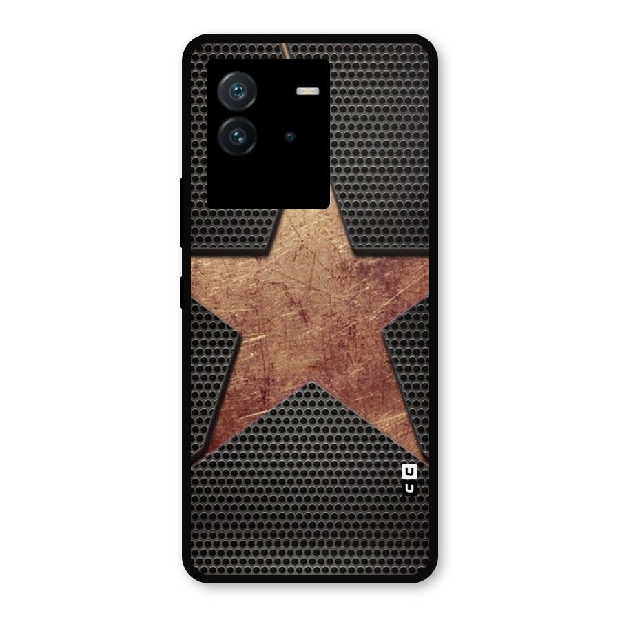 Rugged Gold Star Metal Back Case for iQOO Neo 6 5G