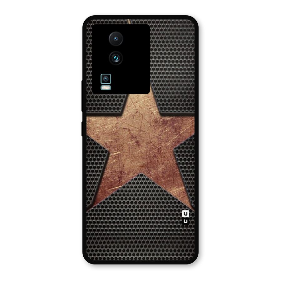 Rugged Gold Star Metal Back Case for iQOO Neo 7 Pro