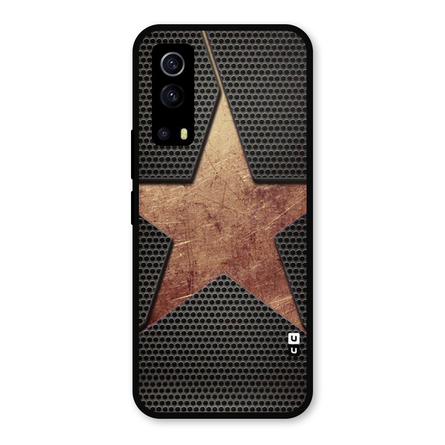 Rugged Gold Star Metal Back Case for iQOO Z3
