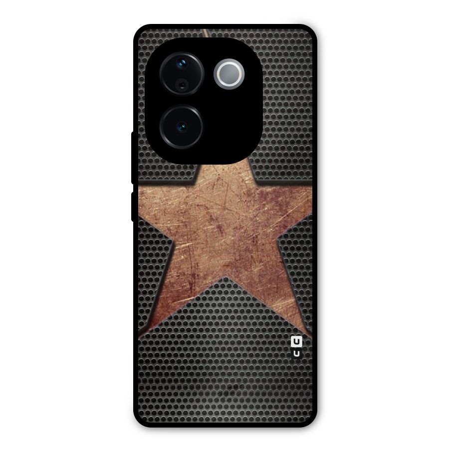 Rugged Gold Star Metal Back Case for iQOO Z9s Pro
