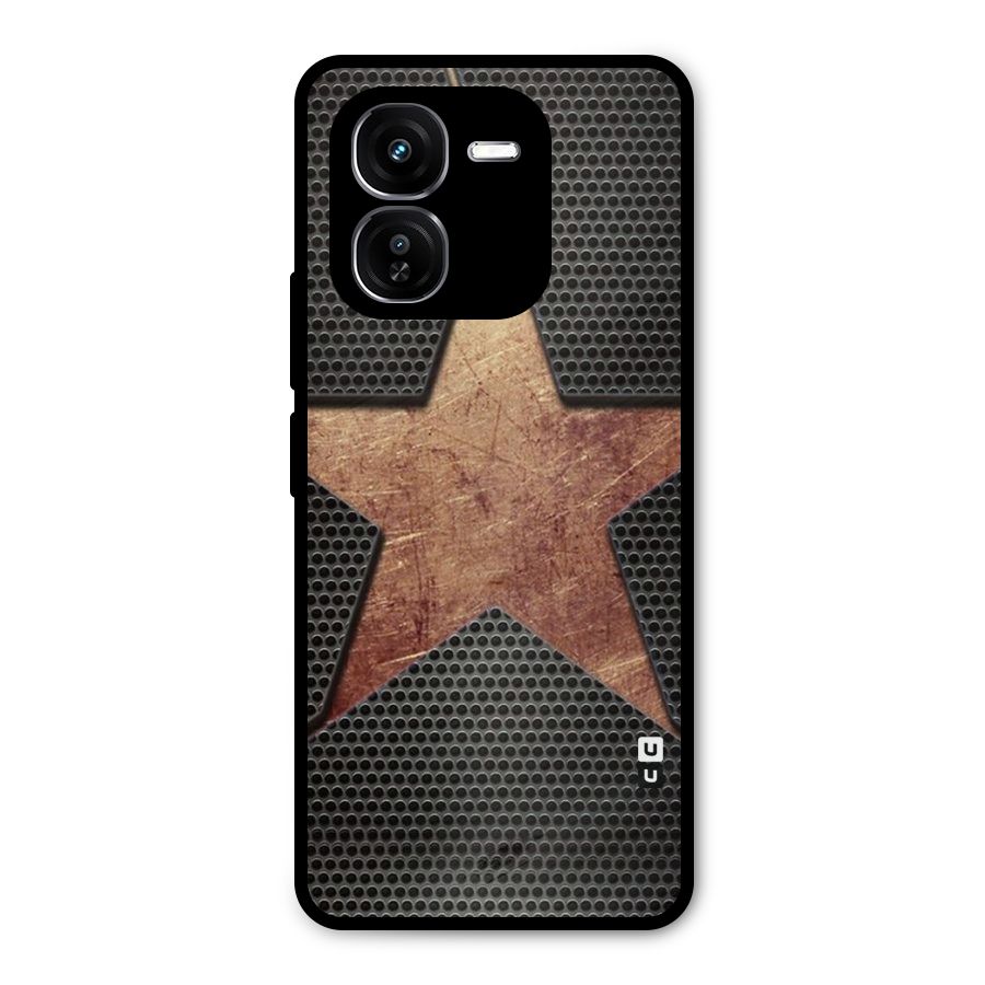 Rugged Gold Star Metal Back Case for iQOO Z9x
