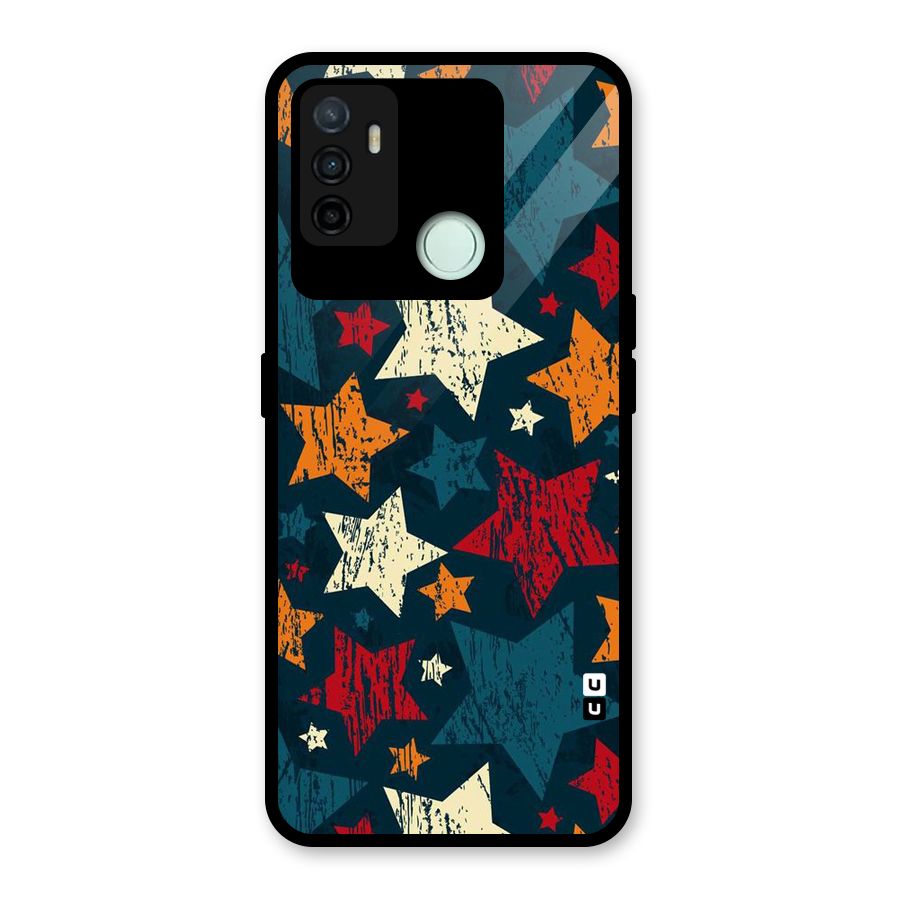 Rugged Star Design Glass Back Case for Oppo A53