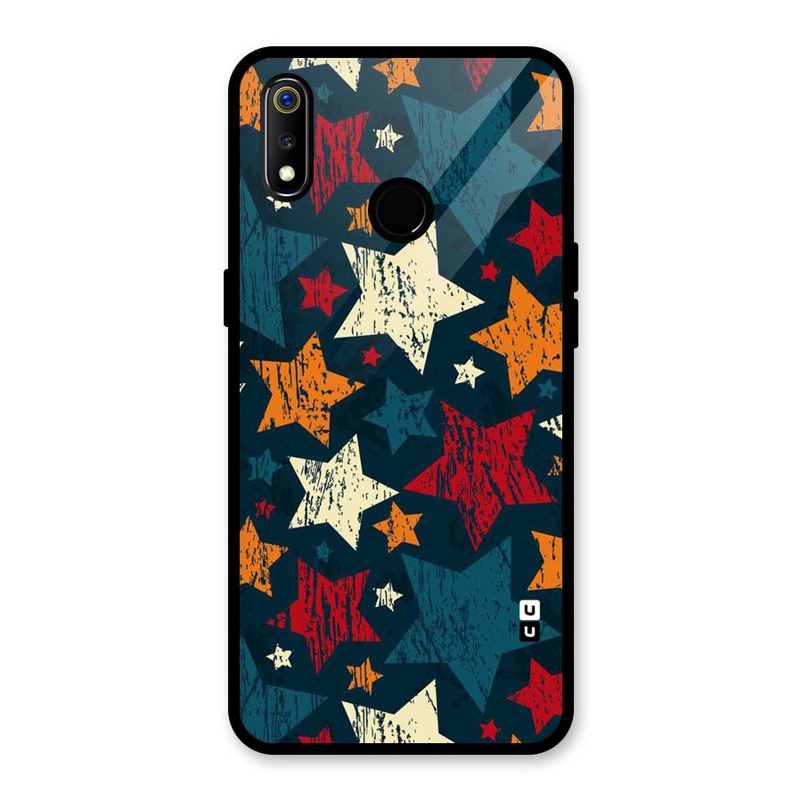 Rugged Star Design Glass Back Case for Realme 3i