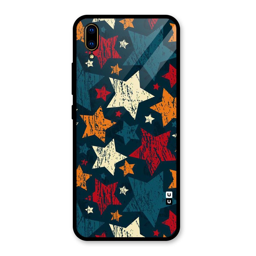 Rugged Star Design Glass Back Case for Vivo V11 Pro
