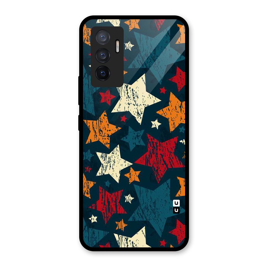 Rugged Star Design Glass Back Case for Vivo V23e