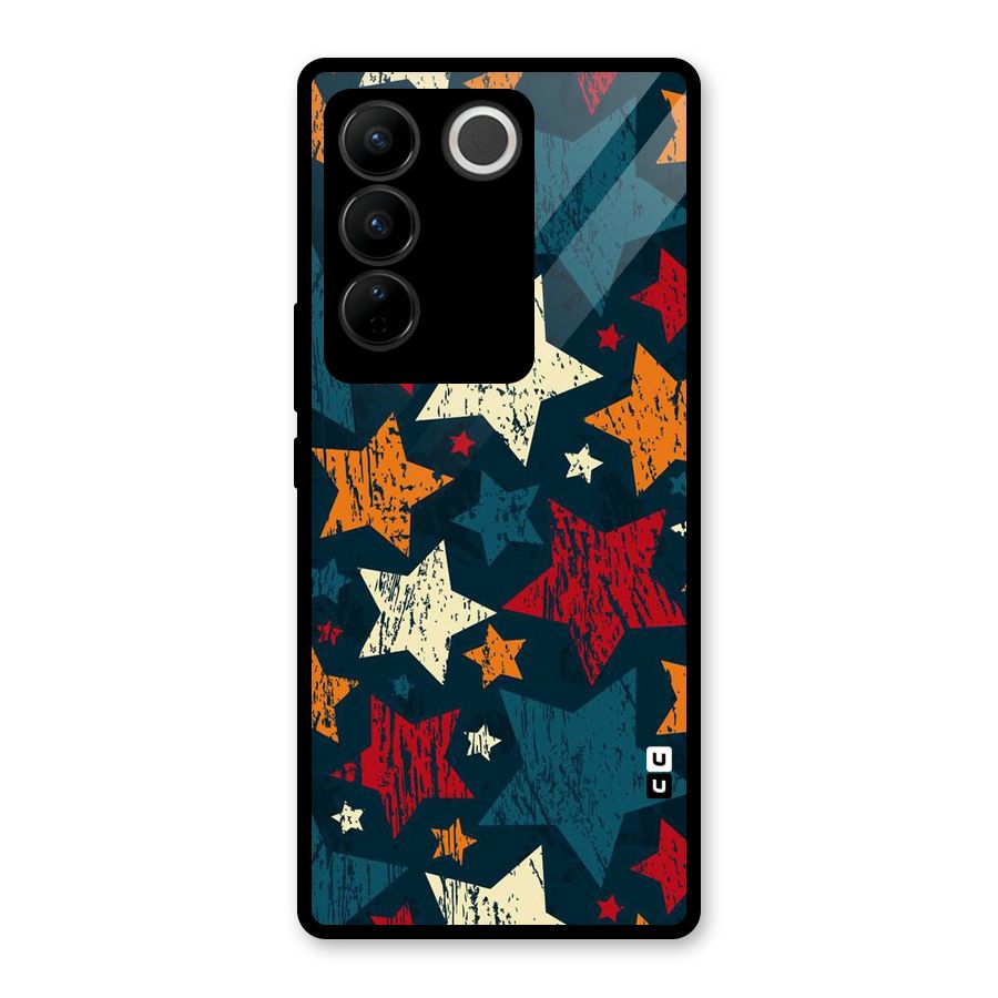 Rugged Star Design Glass Back Case for Vivo V27