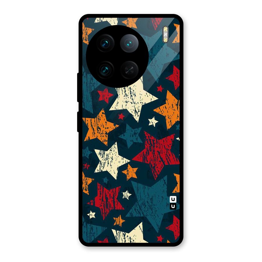 Rugged Star Design Glass Back Case for Vivo X90 Pro