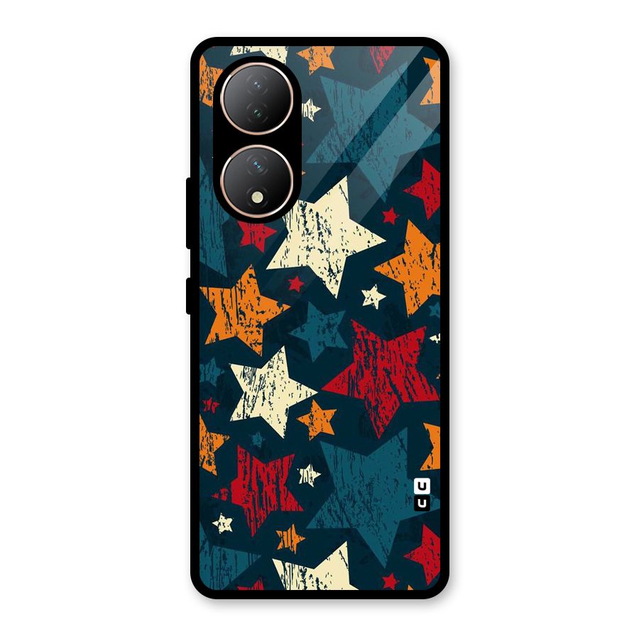 Rugged Star Design Glass Back Case for Vivo Y100A
