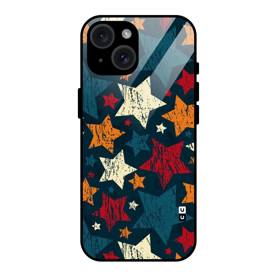 Rugged Star Design Glass Back Case for iPhone 15