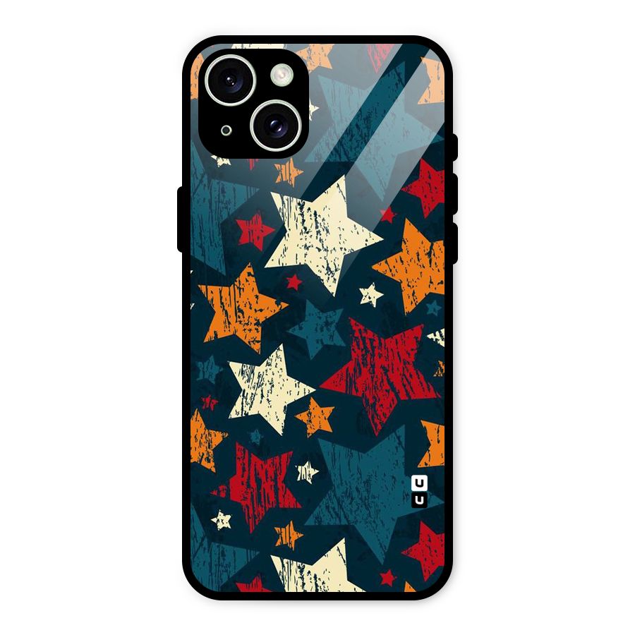 Rugged Star Design Glass Back Case for iPhone 15 Plus