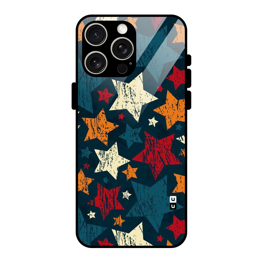 Rugged Star Design Glass Back Case for iPhone 15 Pro Max
