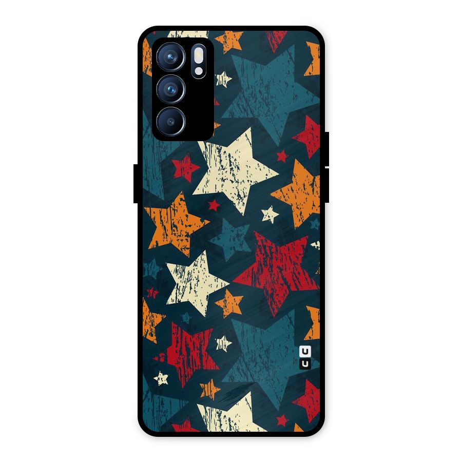 Rugged Star Design Metal Back Case for Oppo Reno6 5G