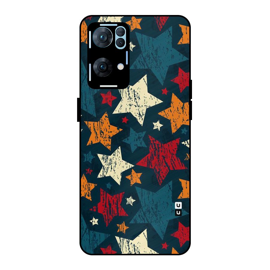 Rugged Star Design Metal Back Case for Oppo Reno7 Pro 5G