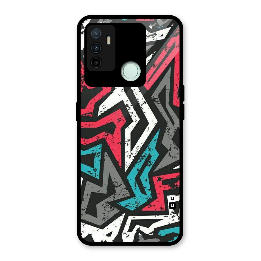 Rugged Strike Abstract Glass Back Case for Oppo A53