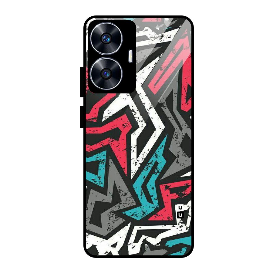 Rugged Strike Abstract Glass Back Case for Realme Narzo N55