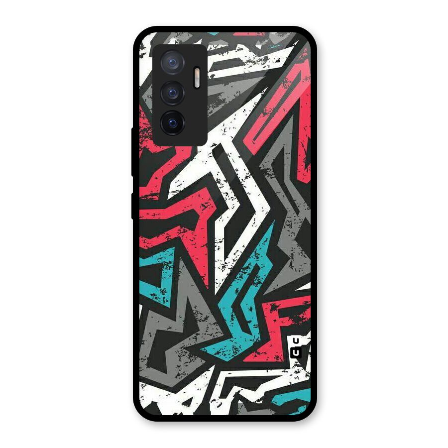 Rugged Strike Abstract Glass Back Case for Vivo V23e