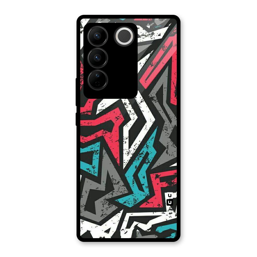 Rugged Strike Abstract Glass Back Case for Vivo V27 Pro