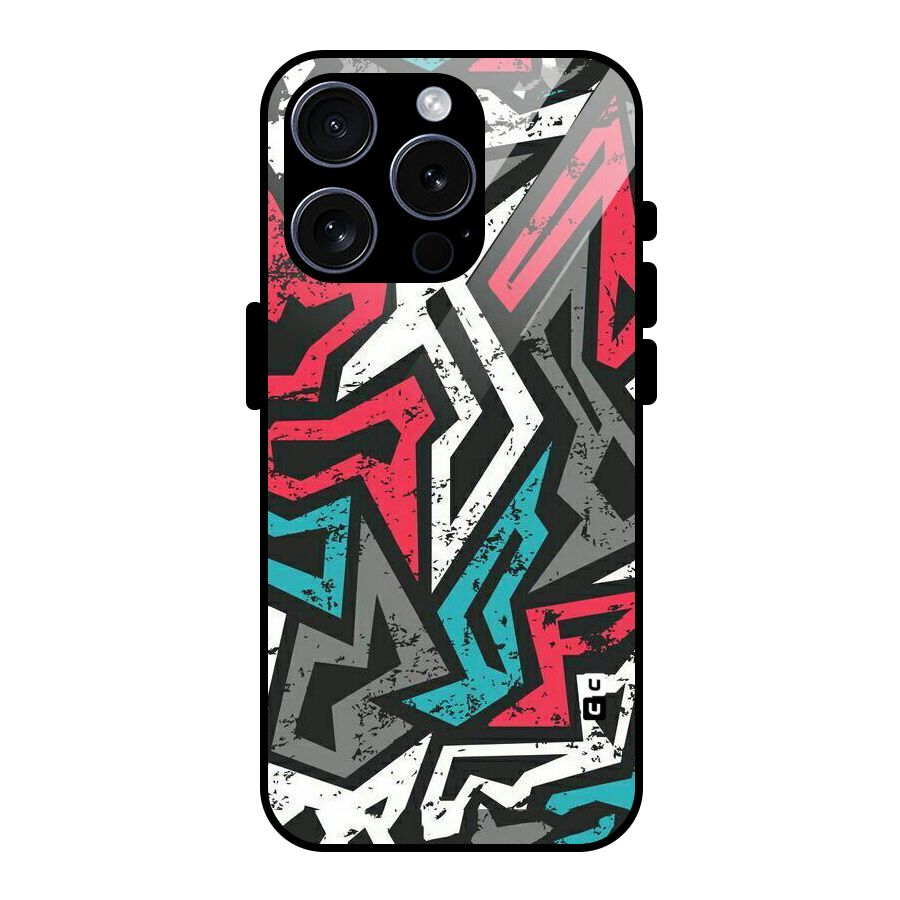 Rugged Strike Abstract Glass Back Case for iPhone 15 Pro