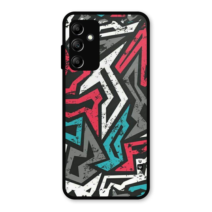 Rugged Strike Abstract Metal Back Case for Galaxy A14 5G