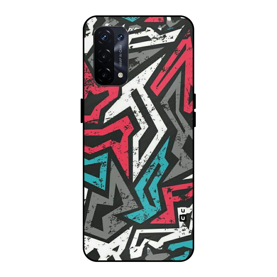 Rugged Strike Abstract Metal Back Case for Oppo A74 5G