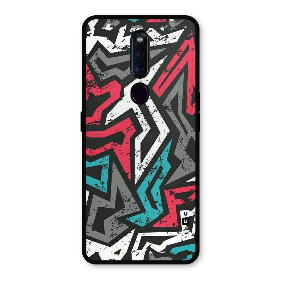 Rugged Strike Abstract Metal Back Case for Oppo F11 Pro