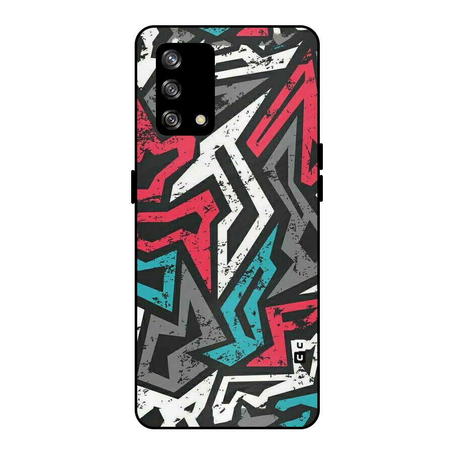 Rugged Strike Abstract Metal Back Case for Oppo F19