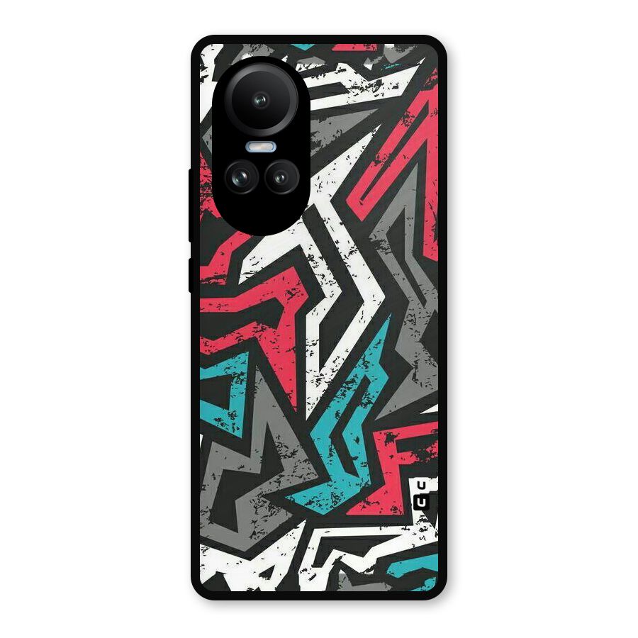 Rugged Strike Abstract Metal Back Case for Oppo Reno10