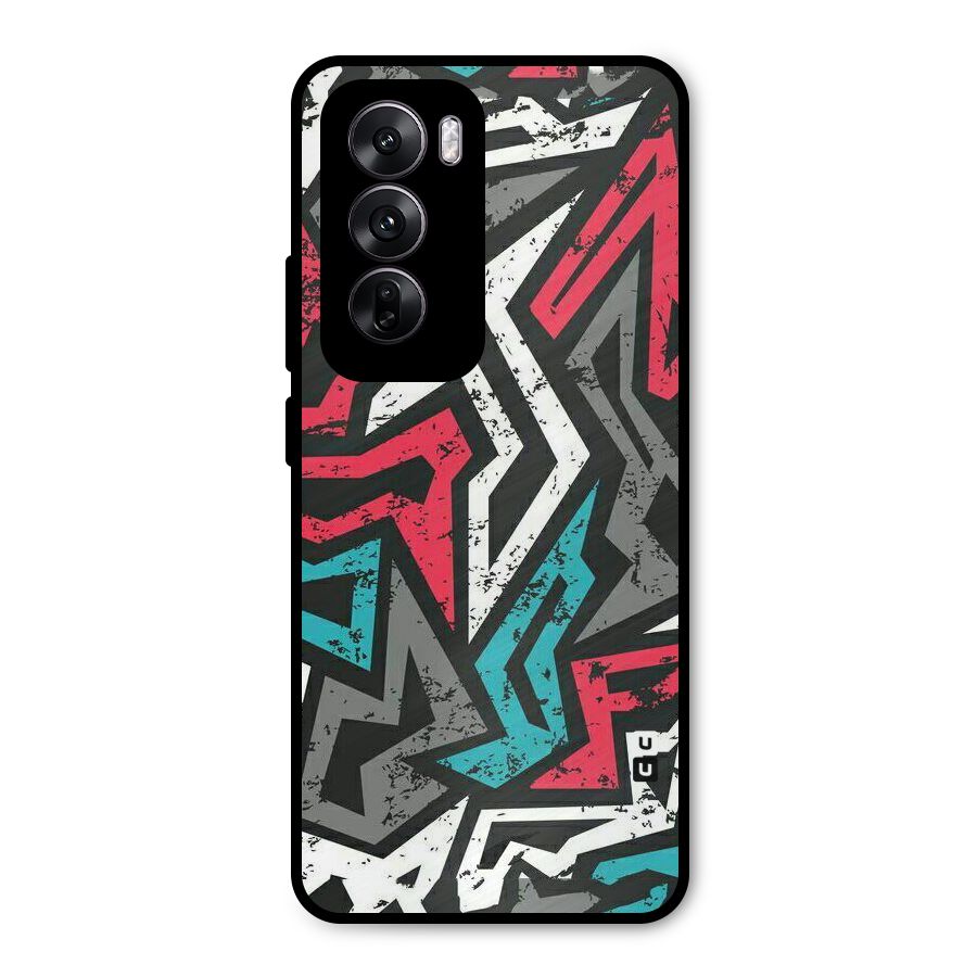 Rugged Strike Abstract Metal Back Case for Oppo Reno12