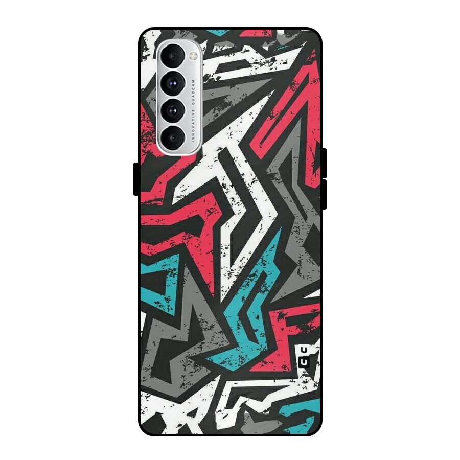 Rugged Strike Abstract Metal Back Case for Oppo Reno4 Pro