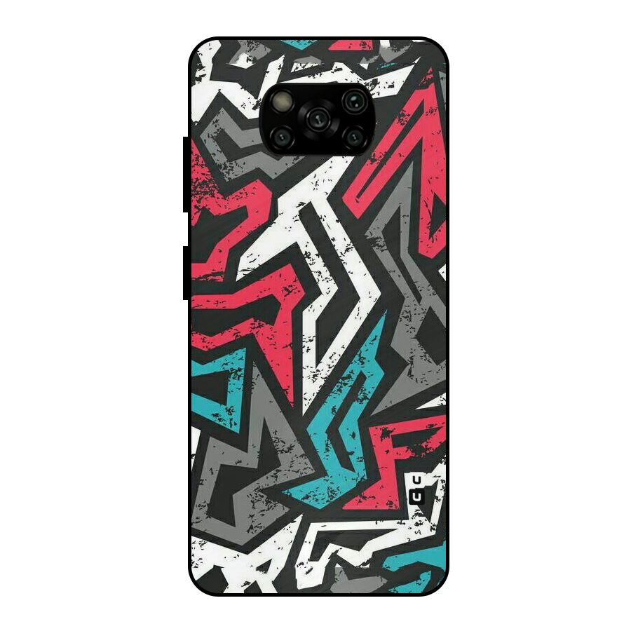 Rugged Strike Abstract Metal Back Case for Poco X3