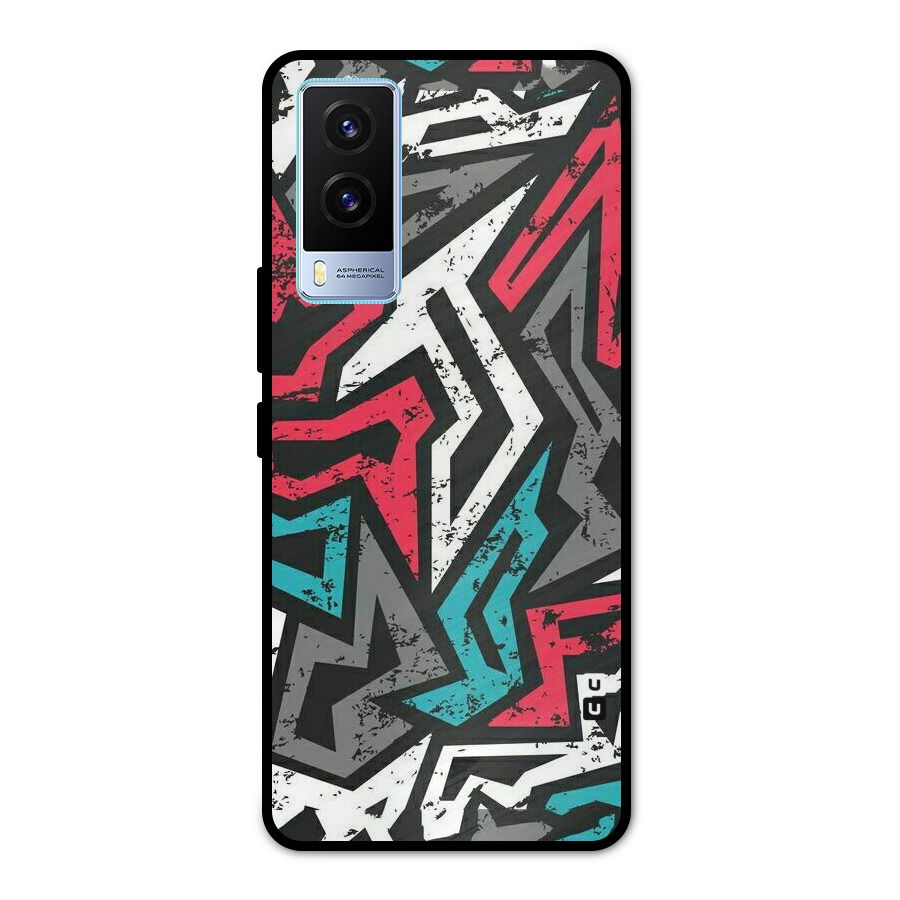 Rugged Strike Abstract Metal Back Case for Vivo V21e 5G
