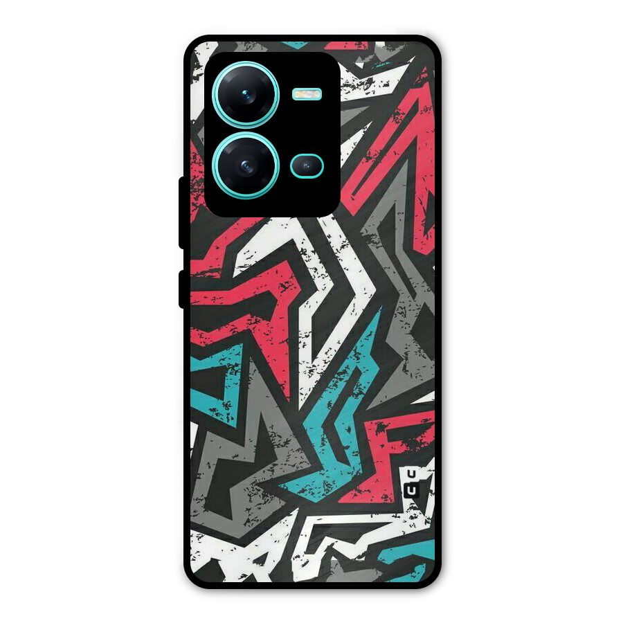 Rugged Strike Abstract Metal Back Case for Vivo V25