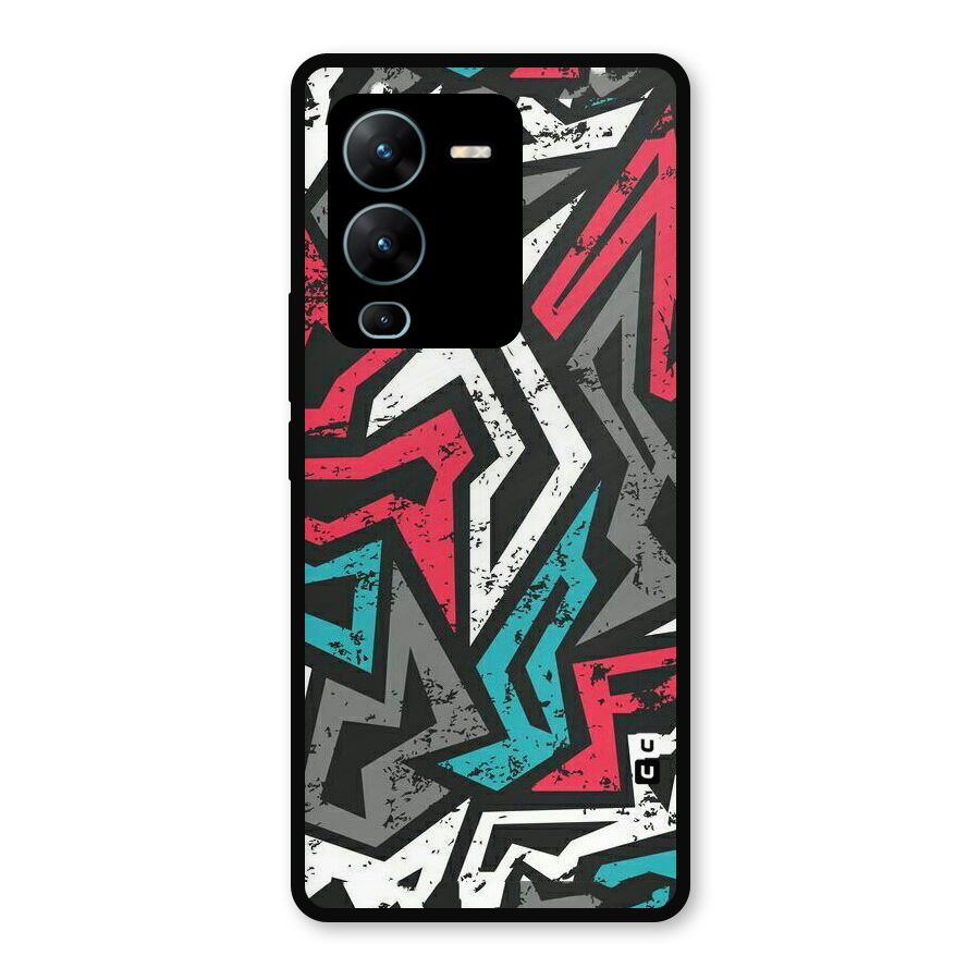 Rugged Strike Abstract Metal Back Case for Vivo V25 Pro