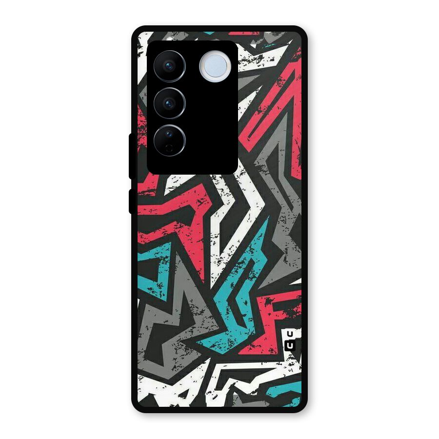 Rugged Strike Abstract Metal Back Case for Vivo V27