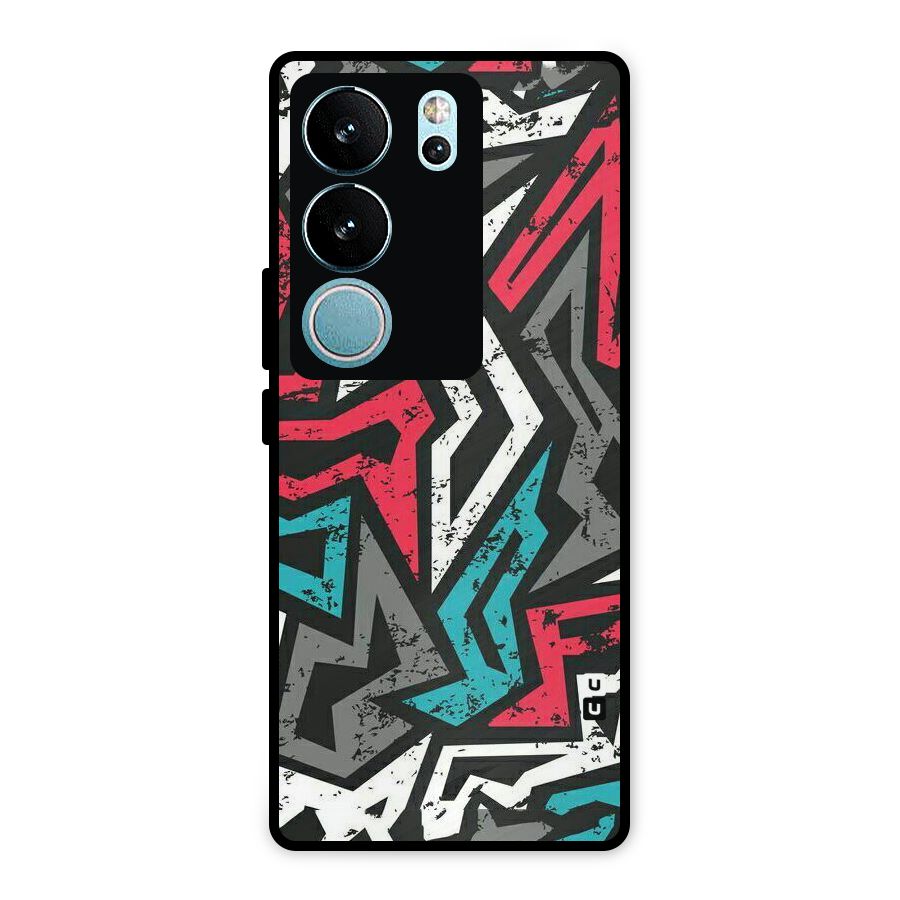 Rugged Strike Abstract Metal Back Case for Vivo V29