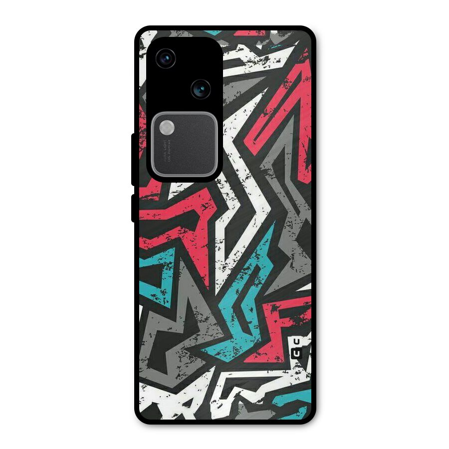 Rugged Strike Abstract Metal Back Case for Vivo V30 Pro
