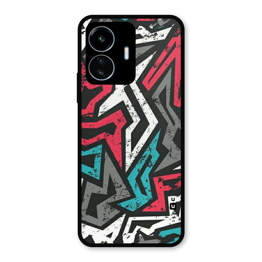 Rugged Strike Abstract Metal Back Case for vivo iQOO Z6 Lite 5G