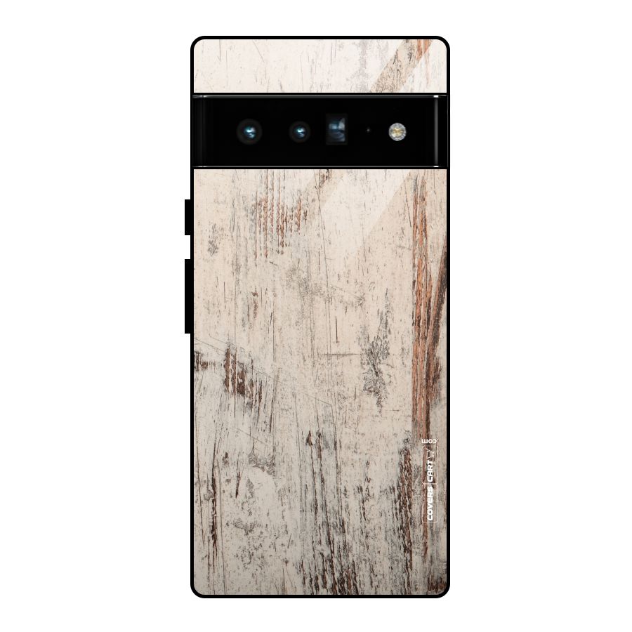Rugged Wooden Texture Glass Back Case for Google Pixel 6 Pro